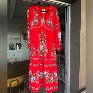 Farm Rio Vibrant Red Floral Dress
